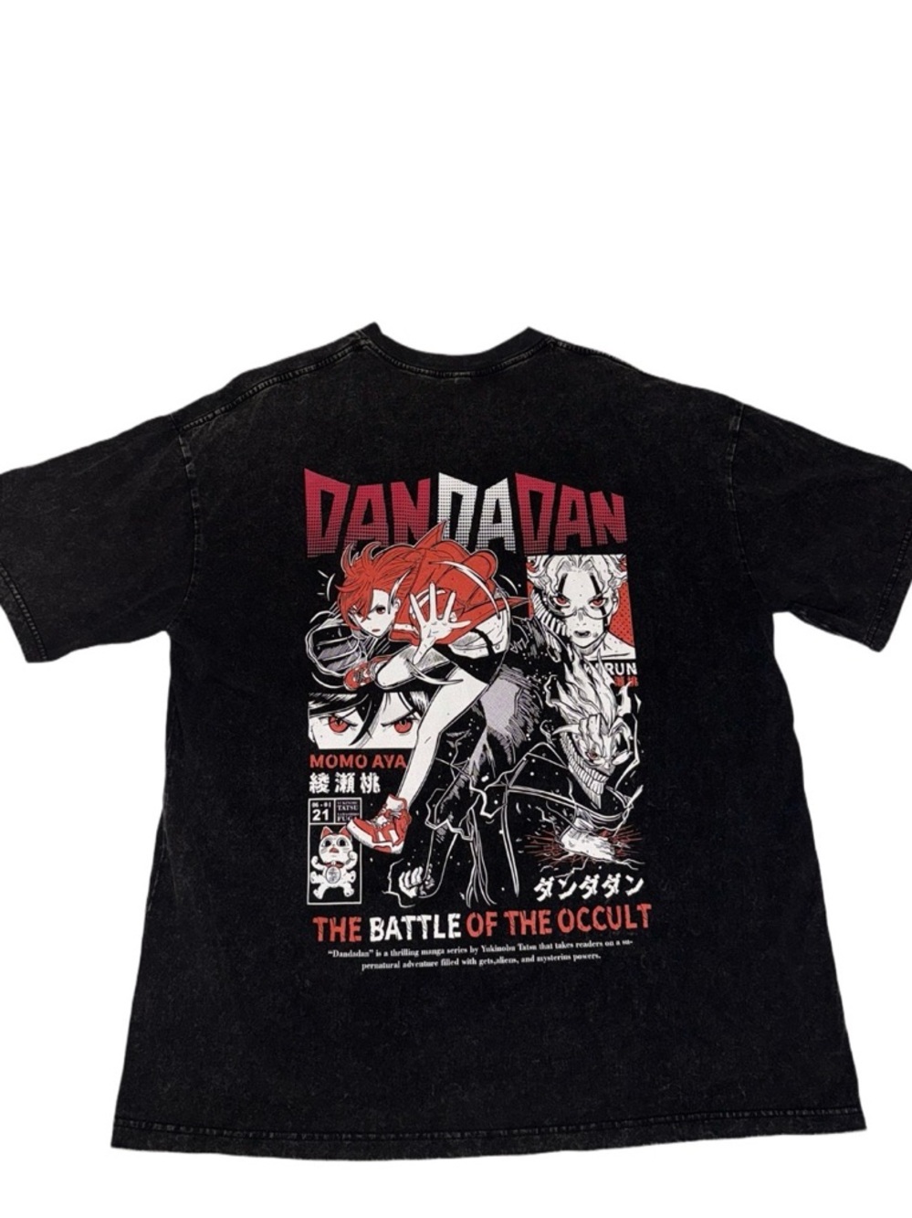TENGU Athletics Dandadan Anime Graphic Tee Men’s XL Washed Black Momo Aya Shirt